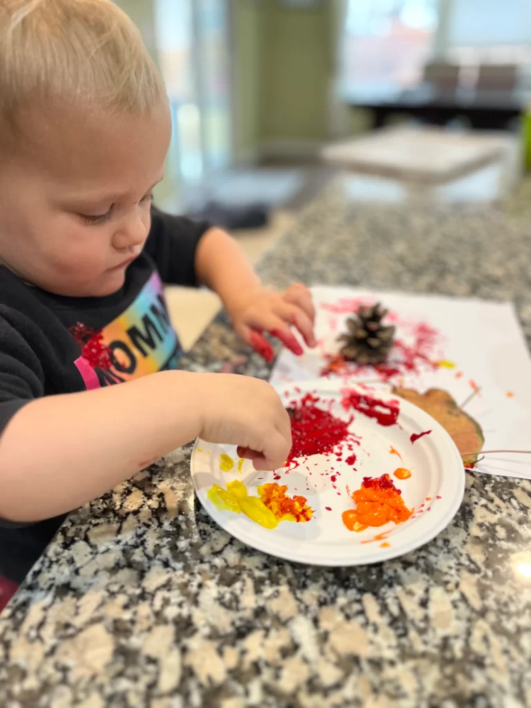 Fall Activity: Paint with pinecones!